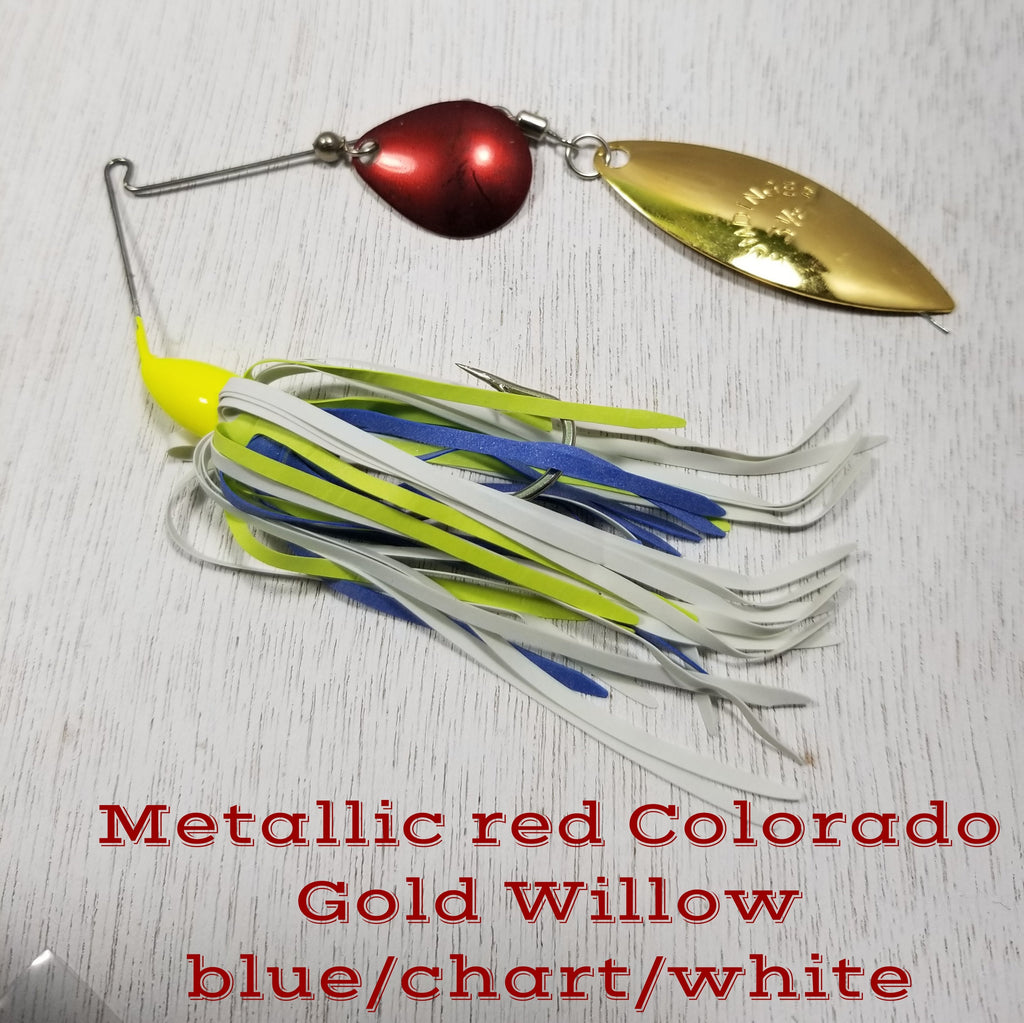 Humdinger Red Colorado gold willow - blue/cht/wht – Z's Tackle