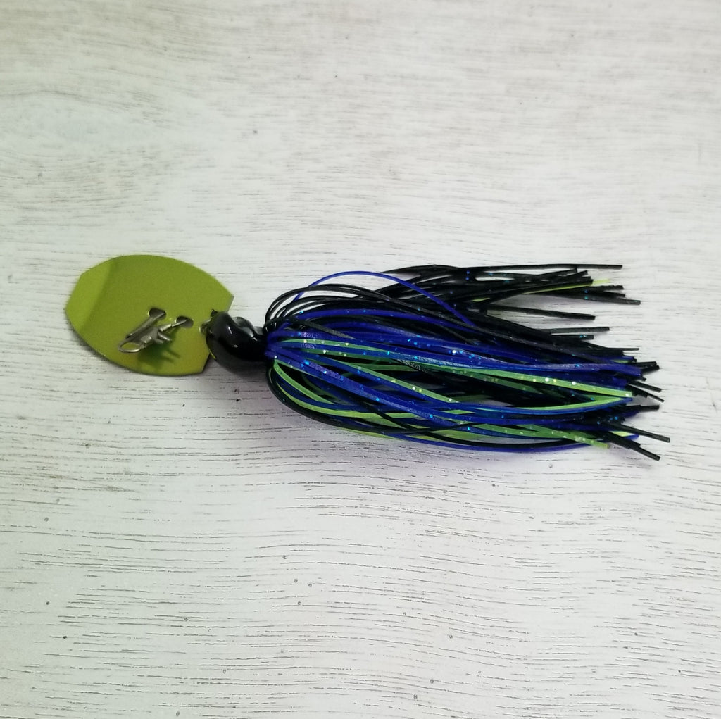 Delta Lures Thunder Jig - Lime blade - Black Blue chartreuse